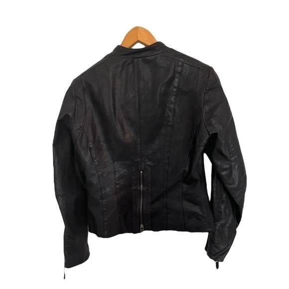 Danier Black Leather Jacket Women's Extra Small Moto Style - Picture 2 of 3